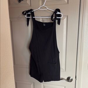 SHEIN Black Tie Front Relaxed Jumpsuit